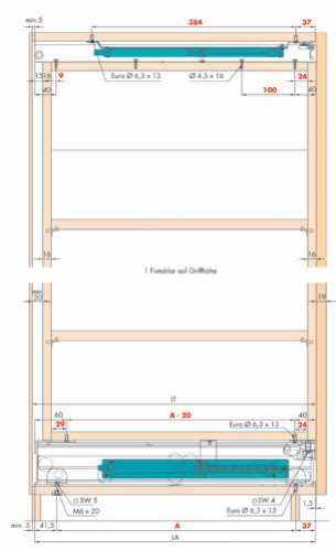 EKU Forte Hochschrankauszug, Auszugslänge 430 mm