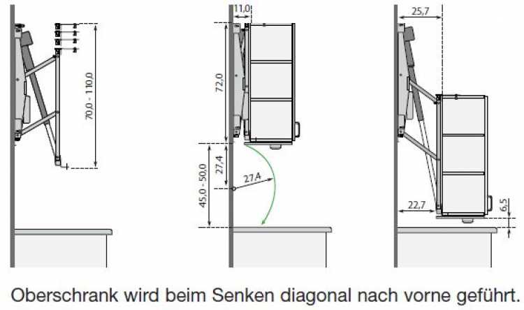 Oberschranklift DIAGO 504, für Schrankbreite 800 mm