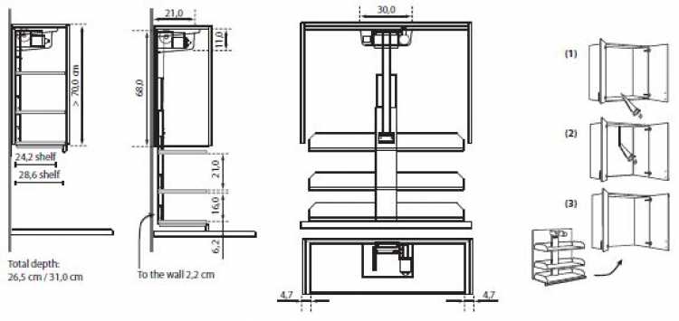 Oberschranklift VERTI, für Schrankbreite 500 mm