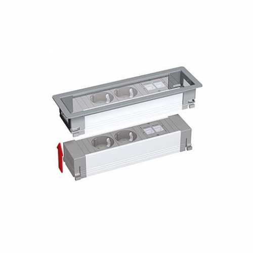 POWER FRAME Steckdoseneinheit, teilkonfektioniert, 1 x Schuko, 2 x Custom Modul - Kopie