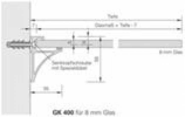 Glaskonsole GK 400 Edelstahl eloxiert 995 mm