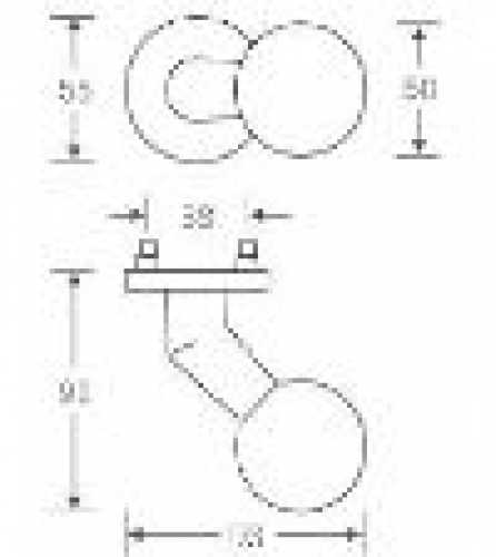 Türknopf auf Rosette 2346 06 gekröpft, Aluminium F1