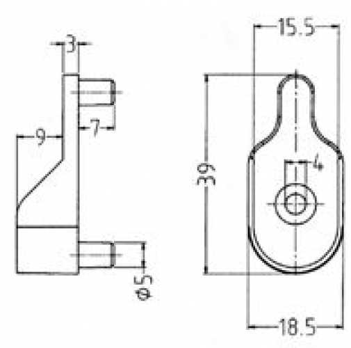 Schrankrohrlager für Ovalrohr 15 x 30 mm, zum Eindrücken