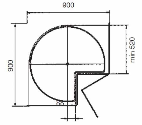 Drehböden 3/4-Kreis für scharnierte Türen, Boden Ø 820 mm