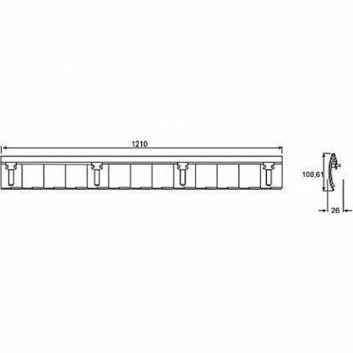 Kabelführung horizontal, L: 1200 mm, schwarz