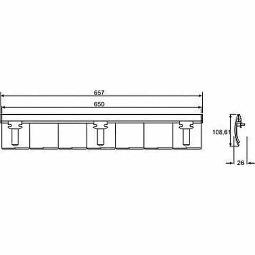 Kabelführung horizontal, L: 650 mm, schwarz