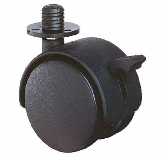 Kunststoff-Doppelrolle mit Feststeller, 50 kg, Höhe 61 mm