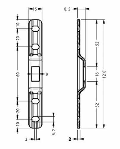 Wandschiene zu WAB 821.20 lins/rechts