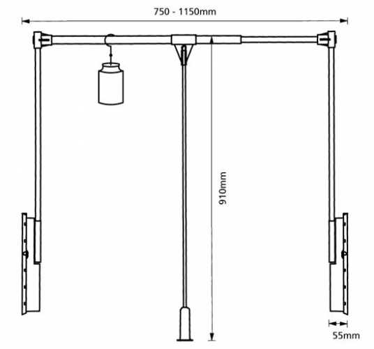 Kleiderlift Tandem 12-20, für lichte Korpusbreite 750 - 1150 mm