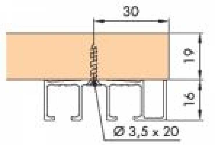 Doppellaufschiene, Alu, eloxiert, zum Aufschrauben L: 2500 mm