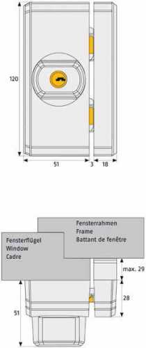 Fenster-Zusatzschloss FTS 96 braun