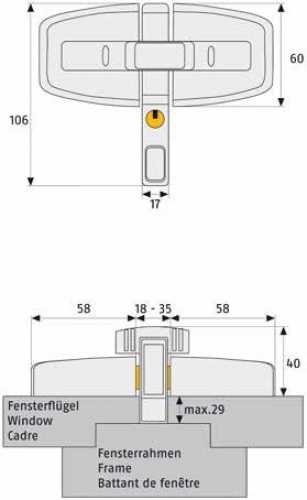 Fenster-Zusatzschloss DFS 95 braun