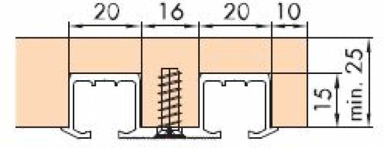 Doppellaufschiene zum Schrauben L: 2500 mm