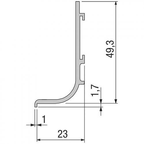 Griffmulde Horizontal, L: 2400 mm, schwarz, L-Profil