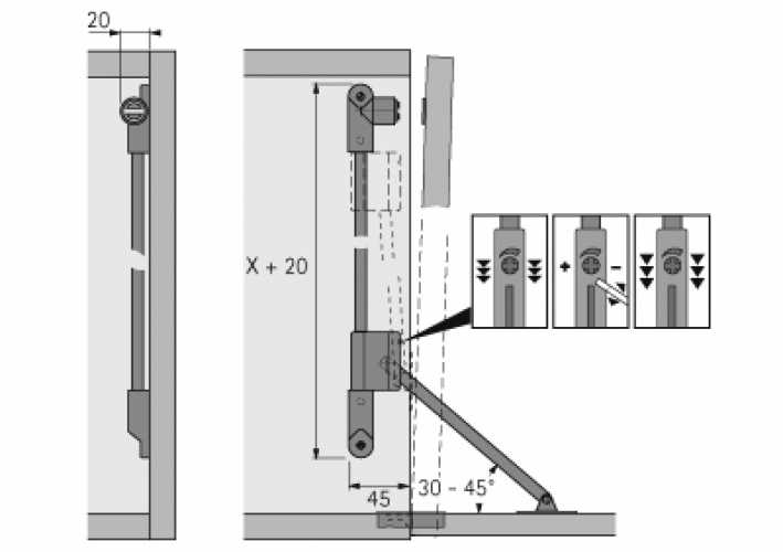 Klappenhalter Klassik D mit Magnet-Zuhaltung, 465 - 564 mm, links