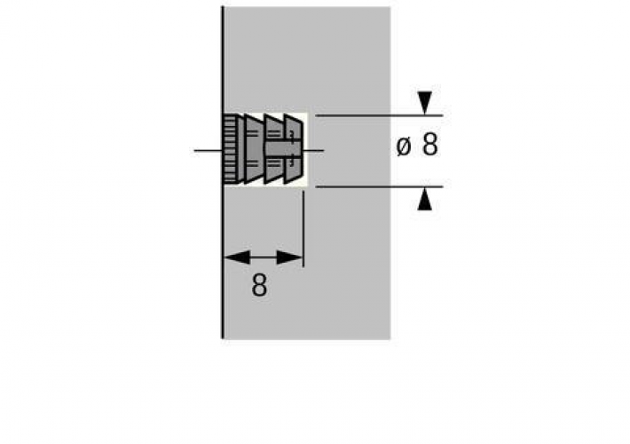 Muffe Nr. 30 Gewinde M4 Bohr-Ø 8 mm, VPE 100