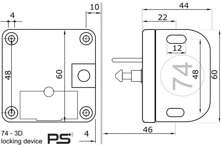 Schließteil Latch 74, 3D-Verstellbar, Sollbruchstelle 35 kg