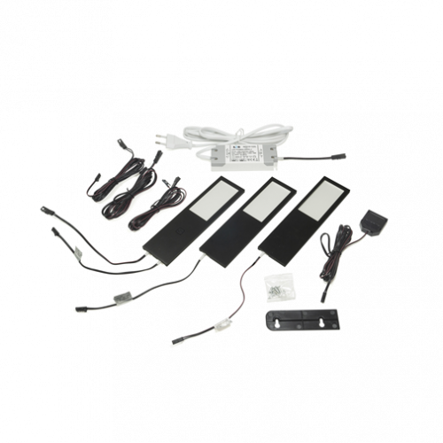 LED ABL 3-er Set Six Big 1xMaster+2xSlave inkl. EVG, 3-fach Vert., 12VDC, 15W, 3x4W, nw, schwarz