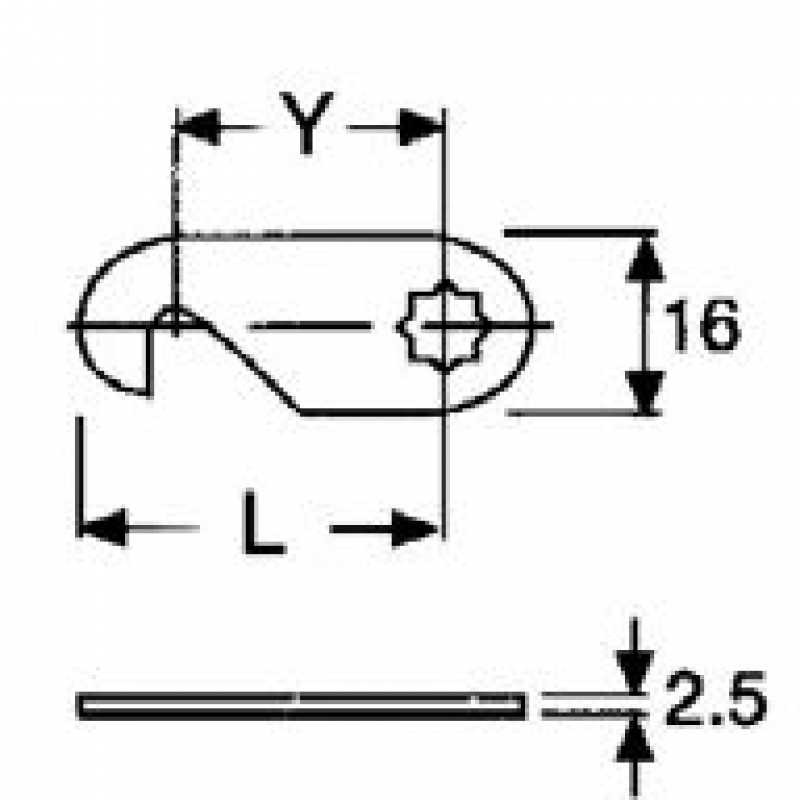 Riegel für Hebelschlösser, mit Haken, L x Y = 40 x 32 mm