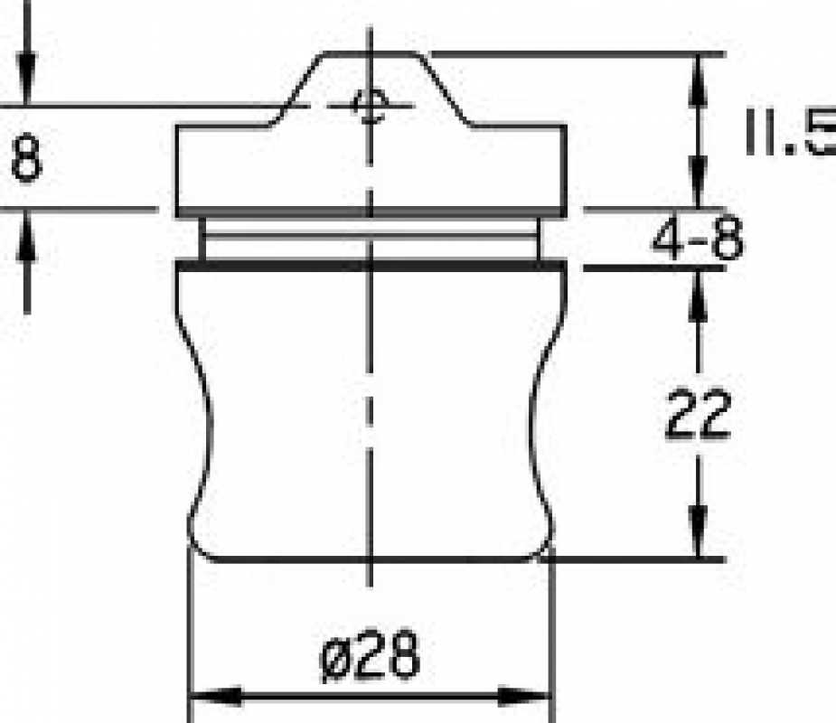 Glastür-Stiftschloss Modell B = 17 mm