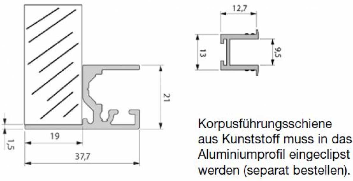 Korpusführungsprofil EV1 2094 mm RS