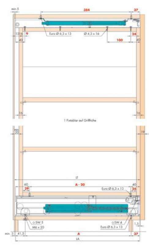 EKU Forte Hochschrankauszug, Auszugslänge 680 mm