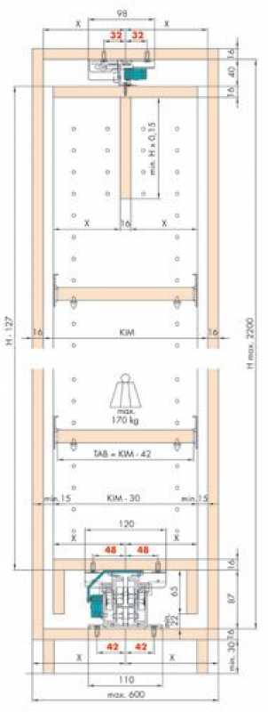 EKU Forte Hochschrankauszug, Auszugslänge 680 mm