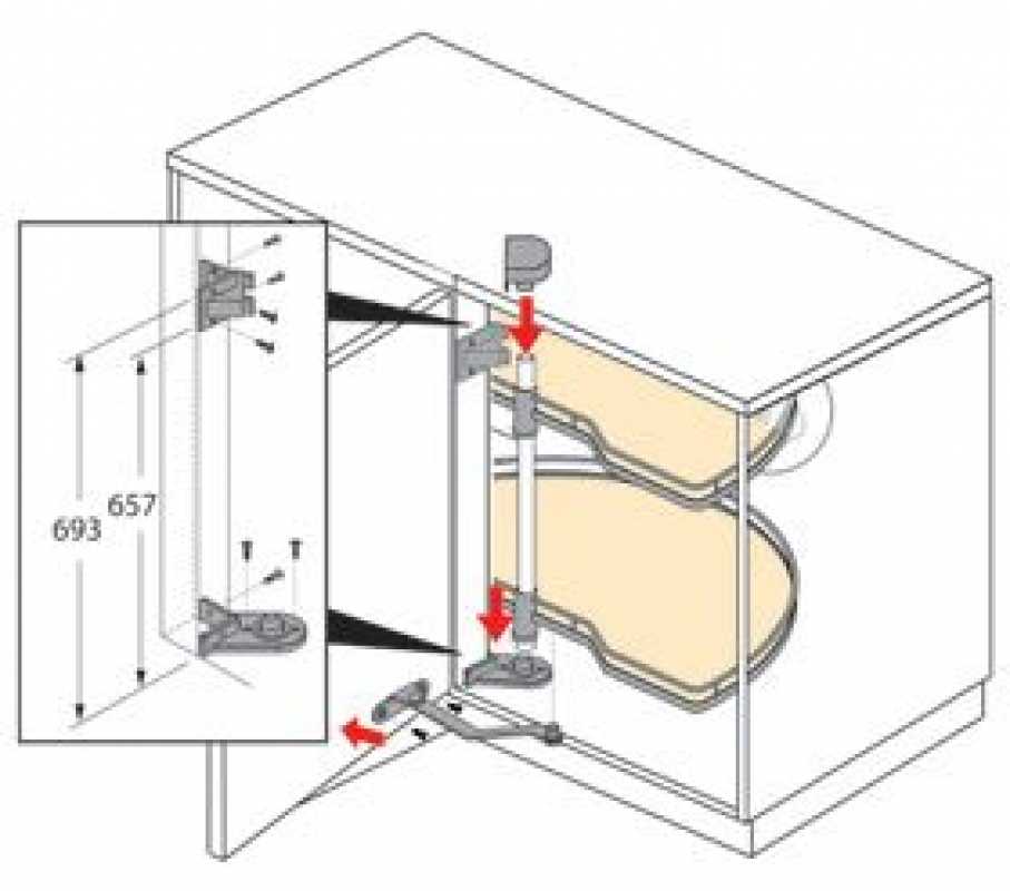 Eckschrank Drehbeschlag auf Halbkreisboden Ø 850 mm