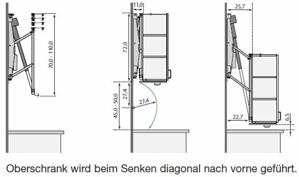 Oberschranklift DIAGO 504, für Schrankbreite 700 mm