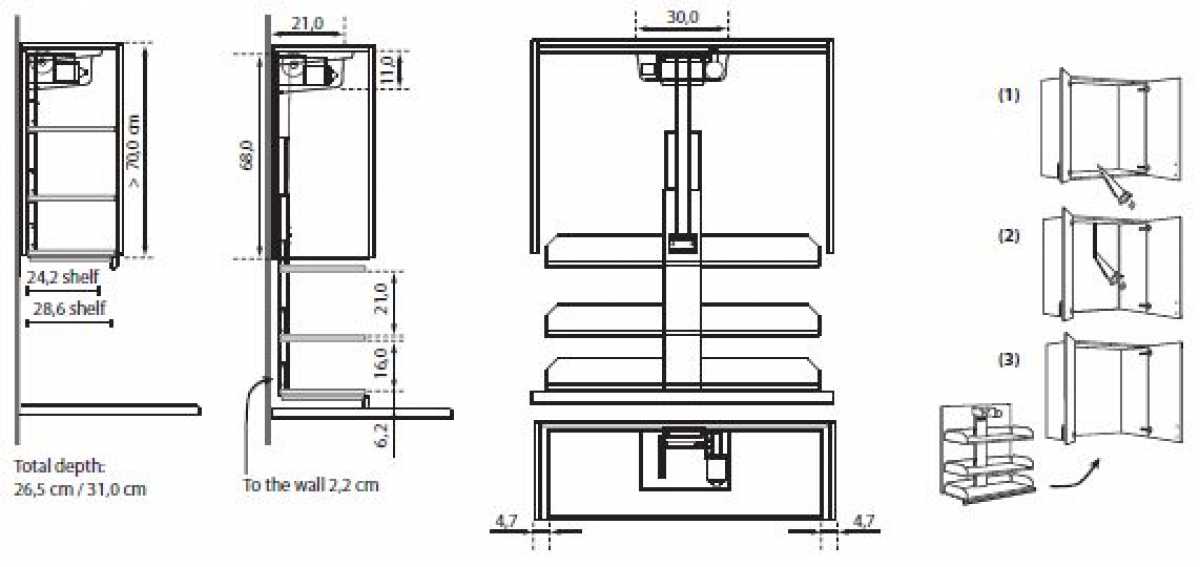 Oberschranklift VERTI, für Schrankbreite 600 mm