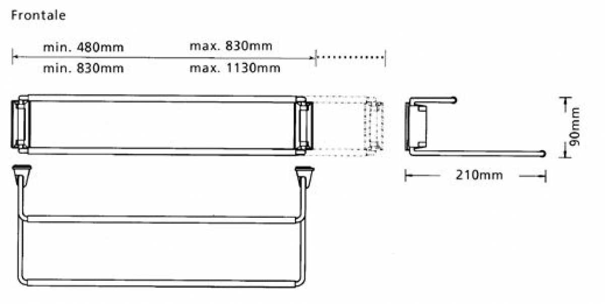 Schuhablage Wandbefestigung, ausziehbar 830 - 1130 mm