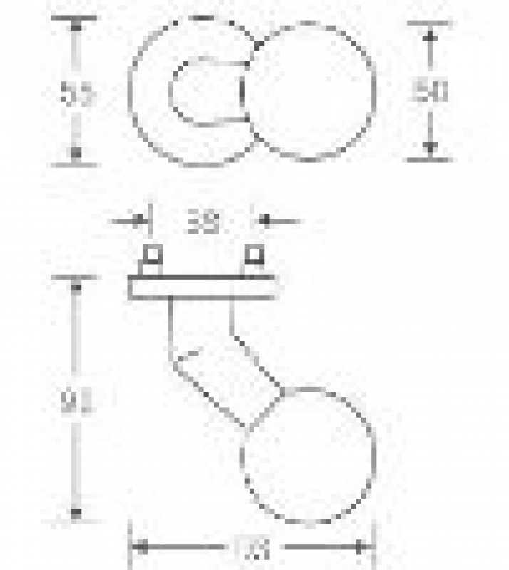 Türknopf auf Rosette 2346 06 gekröpft, Aluminium F1