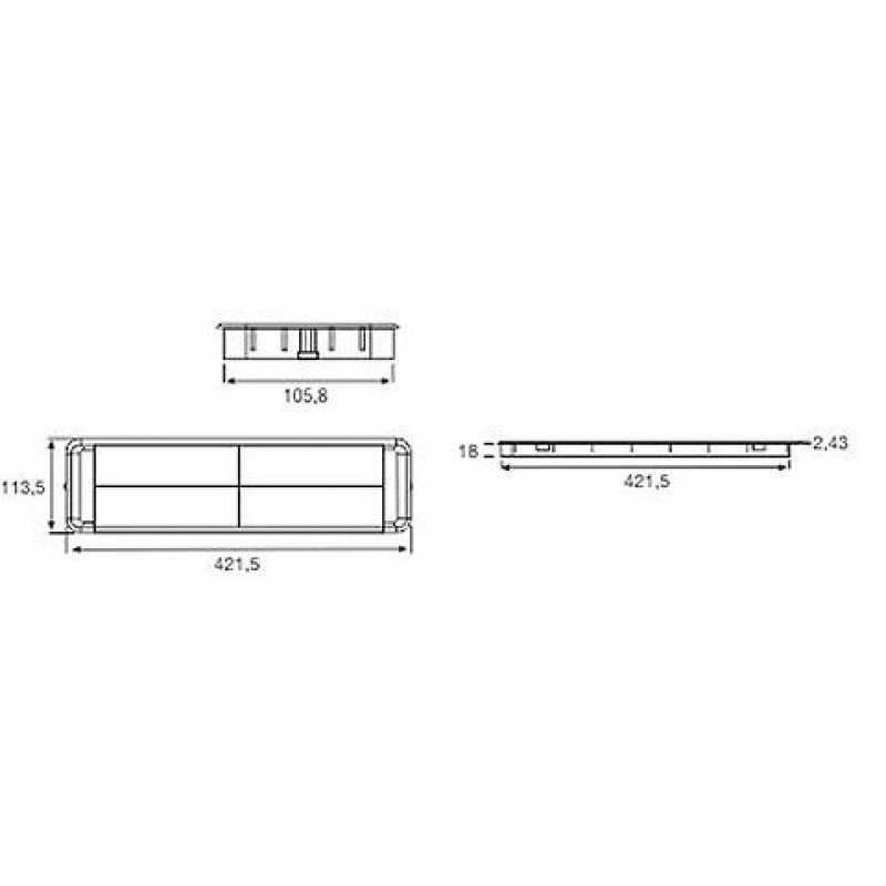 Kabeldurchführung, Rahmen inkl. Deckel, 421,5 x 113,5 mm, weiß