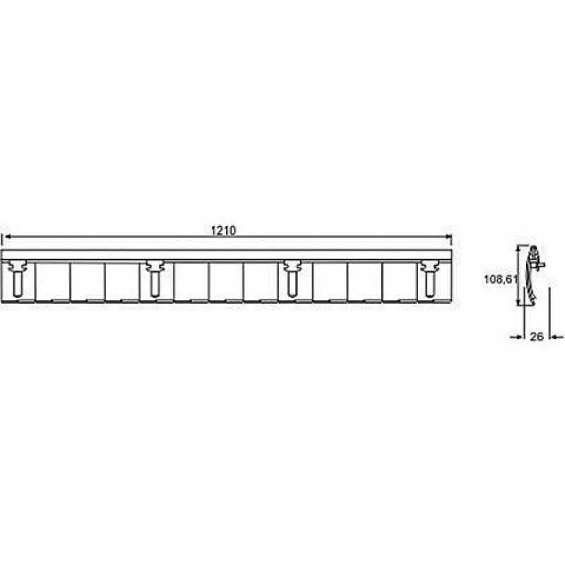 Kabelführung horizontal, L: 1200 mm, schwarz