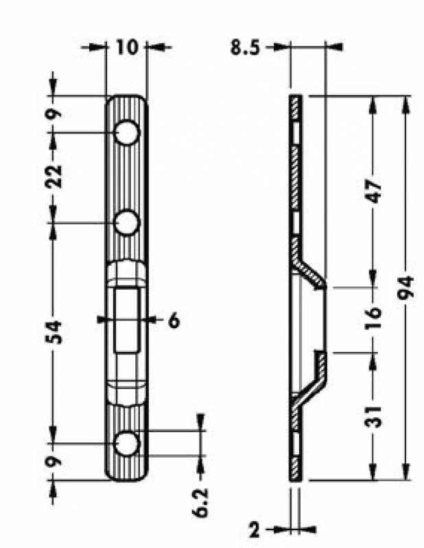 Wandschiene zu WAB 821.12 lins/rechts