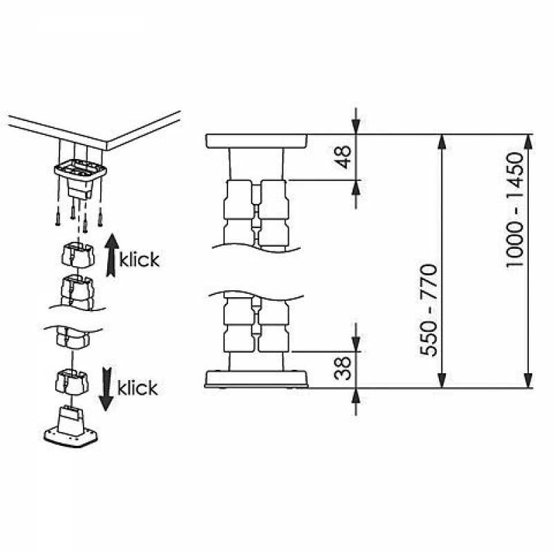 Kabelführungssystem MOVE, L: 550 - 770 mm