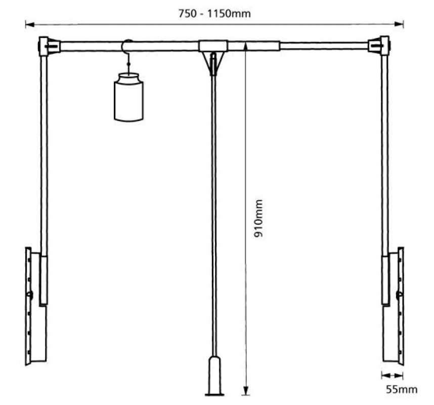 Kleiderlift Tandem 12-20, für lichte Korpusbreite 750 - 1150 mm