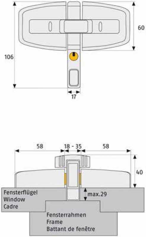 Fenster-Zusatzschloss DFS 95 braun