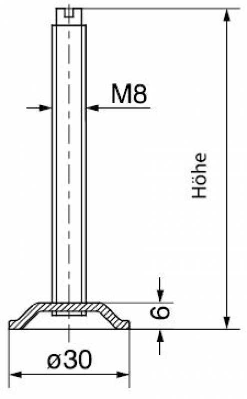 Sockelverstellschraube Gewinde M8, Höhe 60 mm