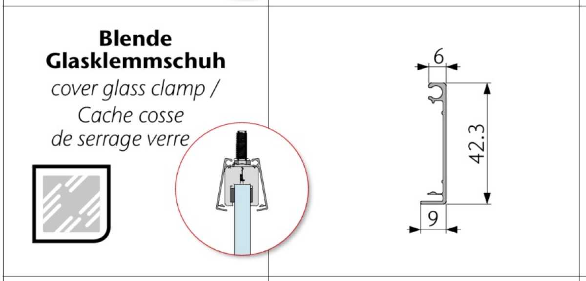 opk Spaceship Blende Glasklemmschuh Silber, 2500 mm