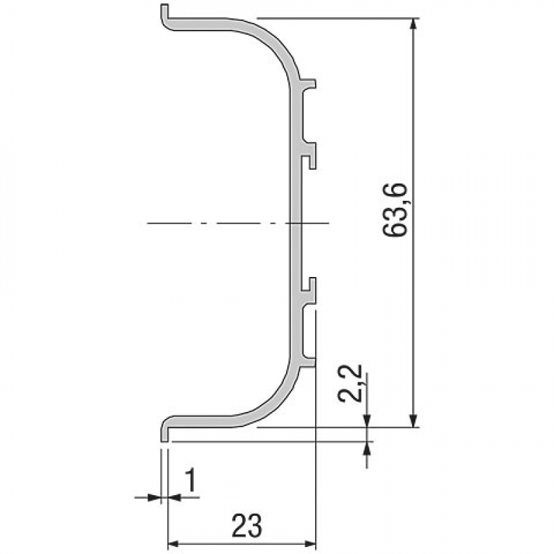 Griffmulde Horizontal, L: 2400 mm, schwarz, C-Profil