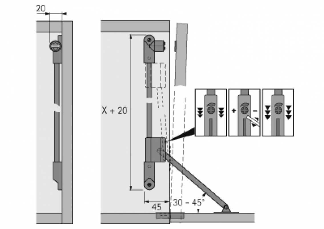 Klappenhalter Klassik D mit Magnet-Zuhaltung, 465 - 564 mm, links