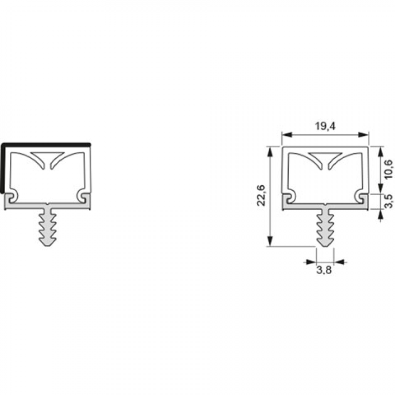 LED Aufbauprofil Lagos II, 3000 mm