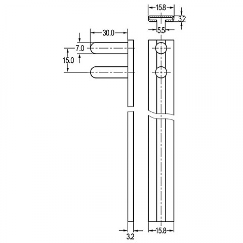 Zentalverschlussstange C, 2 Hebestifte, L: 600 mm